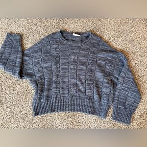 Double Zero Charcoal Cable-Knit Crewneck Sweater